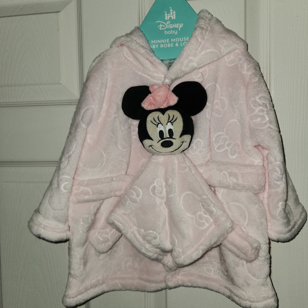 Disney Baby Minnie Mouse Soft Pink Hooded Robe
